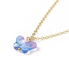 5Pcs 5 Color Glass Butterfly Pendant Necklaces Set with Brass Cable Chains for Women NJEW-JN04091-5
