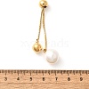 304 Stainless Steel Round Shell Pearl Pendant Lariat Necklaces for Women NJEW-U031-04G-4