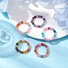 Dyed & Heated Round Natural Agate Beads Stretch Rings for Women RJEW-JR00694-2