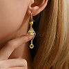 Fashionable Brass Rhombus withHamsa Hand Tassel Hoop Earrings FQ0879-4