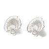 Rack Plating Leaf Brass Stud Earrings EJEW-H016-37P-2