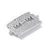 Rack Plating Brass Micro Pave Clear Cubic Zirconia Blade Shaped Connector Charms KK-A234-070P-2