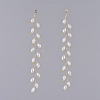 Electroplate Glass Beads Dangle Stud Earrings EJEW-JE03820-3