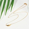 Ion Plating(IP) 304 Stainless Steel Leaf Pendant Cable Chain Necklaces for Women NJEW-P320-06G-2