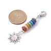 Sun Alloy & Cat Eye Pendant Decoration HJEW-JM01593-04-2