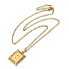 201 Stainless Steel Cable Chain Rectangle with Letter Pendant Necklaces NJEW-M070-01G-O-2