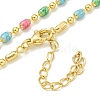 Brass Enamel Column Link Chain Necklaces NJEW-H039-08G-01-1