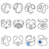10Pcs 5 Styles 304 Stainless Steel Cuff Rings Components STAS-ME0003-25-1