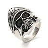 316 Stainless Steel Skull Finger Ring RJEW-C030-07F-AS-1