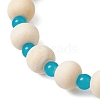 Synthetic Turquoise & Wood & Glass Beaded Stretch Bracelets for Women BJEW-JB11124-03-4