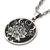 304 Stainless Steel Lunar Lotus Talisman Pendant Necklaces NJEW-S007-21P-2