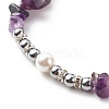 Natural Gemstone Chips & Shell Pearl & Synthetic Hematite Braided Bead Bracelet BJEW-JB08471-5