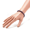 Natural Lepidolite/Purple Mica Round Beaded Stretch Bracelet BJEW-JB07743-02-3