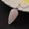 Teardrop Platinum Tone Brass Rose Quartz Dowsing Pendulums X-MAK-M015-03H-2