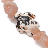 Natural Peach Moonstone Chips Beads Stretch Bracelets BJEW-JB11245-03-3