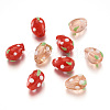 100Pcs 2 Colors Handmade Lampwork 3D Strawberry Beads LAMP-CD0001-14-2