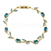 Leaf Brass Micro Pave Cubic Zirconia Link Chain Bracelets for Women BJEW-D455-01G-6