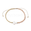 3mm Round Faceted Natural Sunstone & Seed Beads Braided Bead Bracelets BJEW-JB10594-02-1