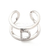 Clear Cubic Zirconia Initial Letter Open Cuff Ring RJEW-A012-01P-D-1