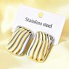 Rectangle 304 Stainless Steel Two Tone Stud Earrings EJEW-D308-10B-PG-5