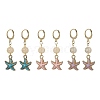 Starfish Synthetic Crackle Quartz Hoop Earrings EJEW-JE05351-1