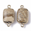 Edge Golden Plated Natural Picture Jasper Links connectors G-S359-034E-2