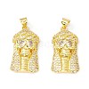 Rack Plating Brass Micro Pave Clear Cubic Zirconia Pendants ZIRC-I058-24G-2