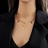 Star Titanium Steel with Natural Shell Double Layer Pendant Necklaces for Women WGBAFA5-01-2