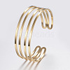 Hollow Ion Plating(IP) 304 Stainless Steel Wide Band Cuff Bangles BJEW-H565-01G-1