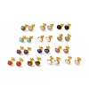 Gemstone Half Round Stud Earrings EJEW-P220-02G-1