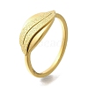 Textured Leaf 304 Stainless Steel Finger Ring for Women RJEW-L126-02B-G-4