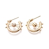 Brass Wheel Shape Stud Earrings EJEW-C047-03G-1