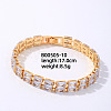 Brass Rhinestone 2-Strand Rectangle Link Bracelets for Women XO6953-6-1