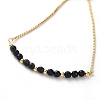 Adjustable Natural Black Agate Slider Bracelets BJEW-JB04929-01-3