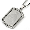 304 Stainless Steel Micro Pave Clear Cubic Zirconia Virgin Mary Rectangle Pendant Necklaces NJEW-D089-07P-1