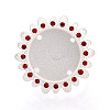 Adjustable Flower Alloy & Iron Rhinestone Bezel Cup Ring Base with Rotatable Tray MAK-T012-09S-2