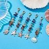 Starfish/Shell/Turtle Alloy Enamel Charms & 7 Chakra Gemstone Chips Beaded Pendant Decoration HJEW-JM01205-5