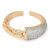 Chain Style Brass Micro Pave Clear Cubic Zirconia Open Cuff Ring for Women RJEW-Q819-06G-2