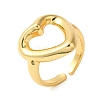 Heart Brass Finger Open Cuff Rings for Women RJEW-A048-20G-1