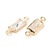 Brass Micro Pave Clear Cubic Zirconia Link Connectors ZIRC-K087-12KCG-3