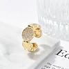 Brass Micro Pave Clear Cubic Zirconia Open Cuff Rings for Women RJEW-M026-01G-01-2