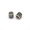 Nice Big Hole 304 Stainless Steel Wrapped Black Rubber Column Beads STAS-O041-02-1