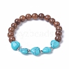 Heart Synthetic Turquoise Beads Stretch Bracelets BJEW-JB04841-01-1