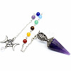 Natural Amethyst Cone Pointed Dowsing Pendulums PW-WG045A2-05-1