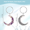 Moon Tibetan Style Alloy & Gemstone Chip Keychains KEYC-AB00069-2