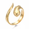 304 Stainless Steel Snake Wrap Open Cuff Ring for Women RJEW-T023-78G-3