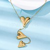 304 Stainless Steel Y-Shaped 3 Heart Pendant Necklaces NJEW-U026-04G-3