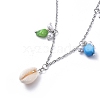 Cowrie Shell Charm Anklets AJEW-AN00280-M-3