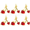 6Pcs Brass Micro Pave Clear Cubic Zirconia Pendants KK-SC0006-90-1