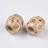 Printed Natural Wood Large Hole Beads WOOD-R251-01I-LF-2